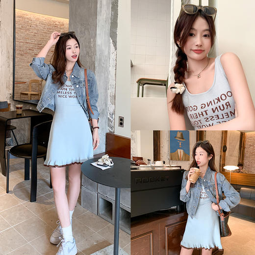 <曾小咸推荐> 【甜俏御姐】蓝色字母连衣裙 商品图1