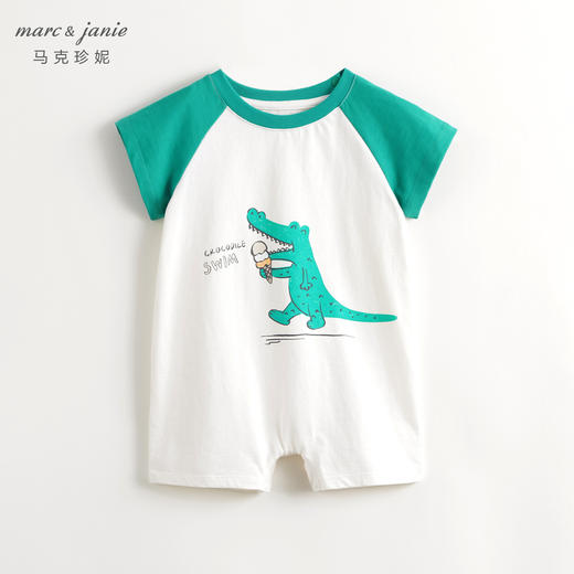 【纯棉A类】马克珍妮男宝宝小鳄鱼短袖连体衣婴儿爬服夏装240523 商品图2