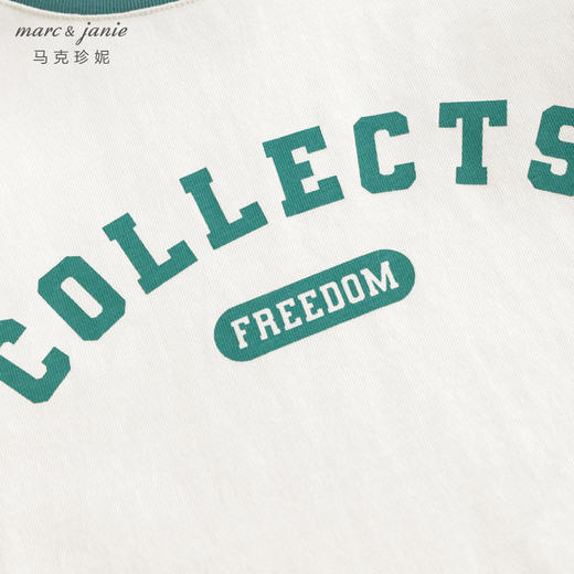 马克珍妮男童活力校园撞色插肩袖短袖T恤儿童上衣夏装新款240582 商品图3