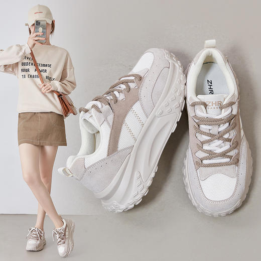 ZHR则则休闲运动鞋女2024新款春季厚底舒适女鞋百搭轻便老爹鞋 商品图4