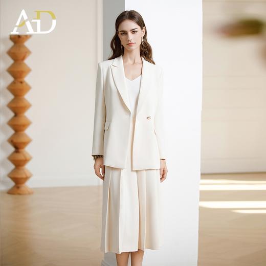 AD韩范西装套装女神范职业装2024早春新款白色西装外套中长百褶裙 商品图2