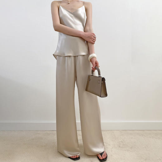 Avann高定醋酸缎面直筒阔腿裤669205 商品图0