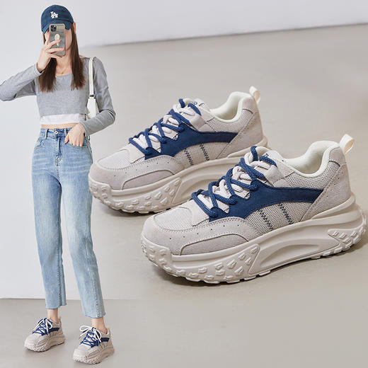 ZHR则则休闲运动鞋女2024新款春季厚底舒适女鞋百搭轻便老爹鞋 商品图0