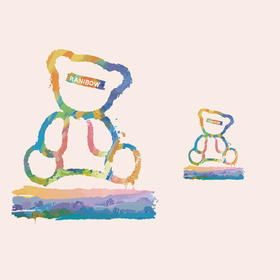 炫彩小熊七彩涂鸦新款热转印衣服印花烫画贴手工diy胶贴logo定制