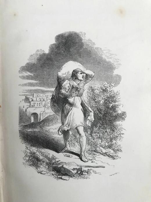 约19世纪中早期 班扬《天路历程》 约10余幅版画插图 漆布精装36开 商品图4