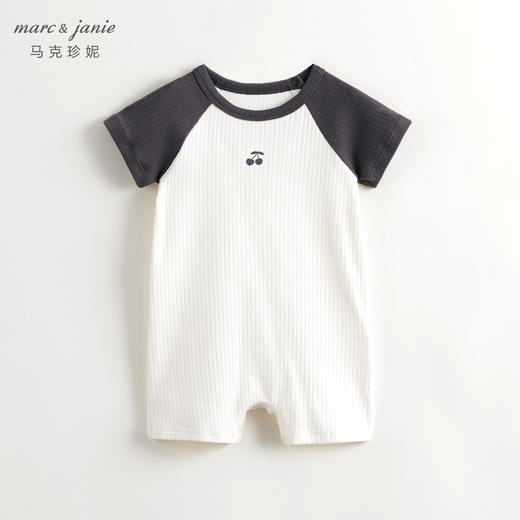 马克珍妮女宝宝弹力撞色插肩短袖连体衣婴儿爬服夏装新款240757 商品图2