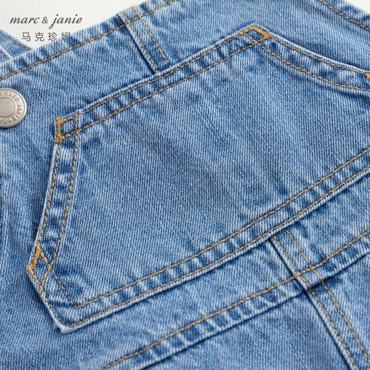 马克珍妮男童纯棉牛仔背带裤短裤儿童裤子2024年夏装新款240538 商品图3