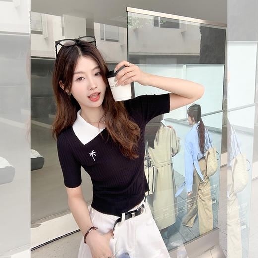 <曾小咸推荐> 【表现主义】小蜻蜓黑色针织短袖 商品图3