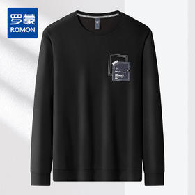 【肌理提花 多色】罗蒙春秋男装卫衣贴布假口袋卫衣男士舒适休闲百搭圆领长袖t恤男
