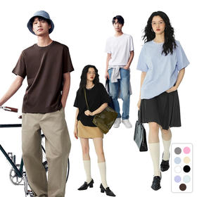 【E】99元3件！【任选3件+购物车拍】细腻有光泽，穿起来更加舒服。内搭外穿都有型！男女同款短袖T恤9色任选！
