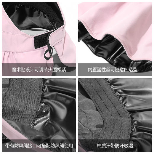 【圆弧空顶！散热透气】夏季双层渔夫帽女空顶防晒帽黑胶涂层户外防紫外线可折叠遮阳帽子，魔术贴设计，可调节头围大小收紧。 商品图2