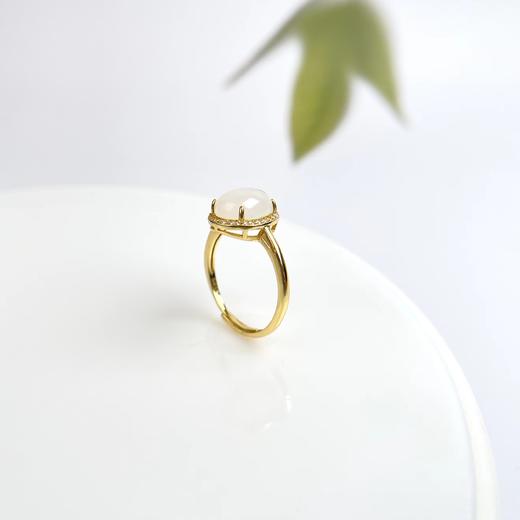 S925和田玉蛋面10*8mm可调节戒指 商品图0