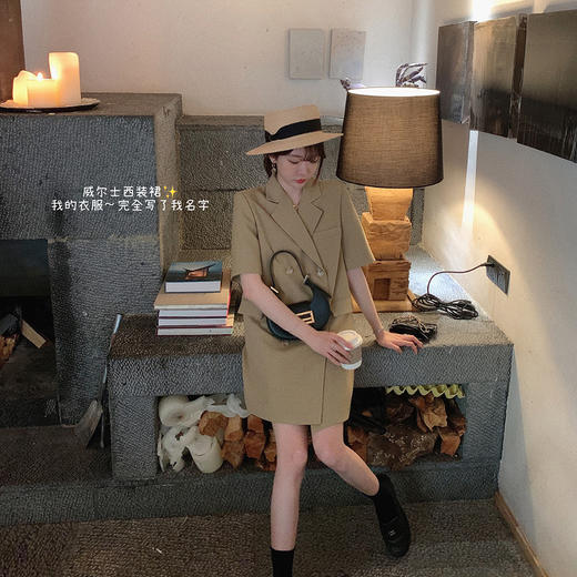 金蘑菇菇【威尔士西装裙】亚麻质感高級贵气！简约气质小众轻复古 商品图0