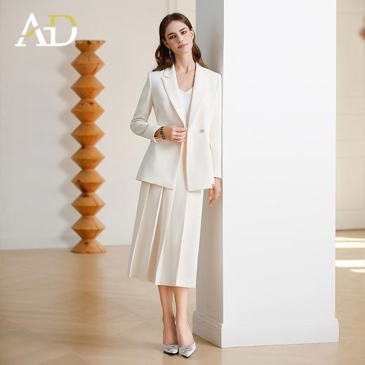 AD韩范西装套装女神范职业装2024早春新款白色西装外套中长百褶裙 商品图1