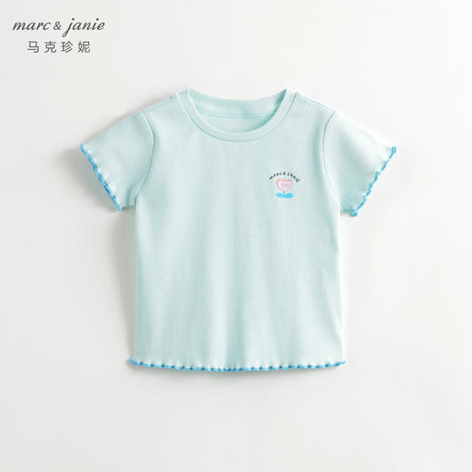 马克珍妮女童缤纷夏日花边弹力短袖T恤儿童上衣夏装新款240716 商品图2