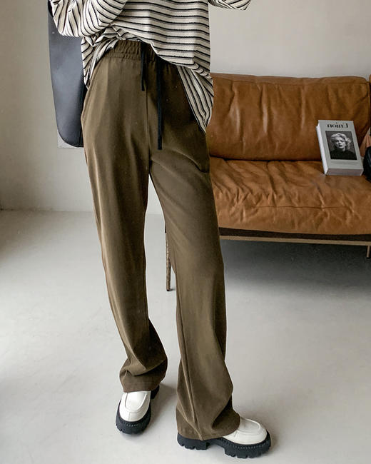 现货 THS 3.2-限时 艾克妮家 显腿长 简约直筒裤 纯棉磨毛休闲裤 2色 BJ3112 商品图1