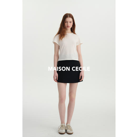 MAISON CECILE极简三色百搭显比例亚麻A字防走光短裙 商品图2