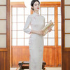 知性优雅，改良复古传统中式国风少女秋季长旗袍新款麂皮绒气质旗袍HYM-23501 商品缩略图2