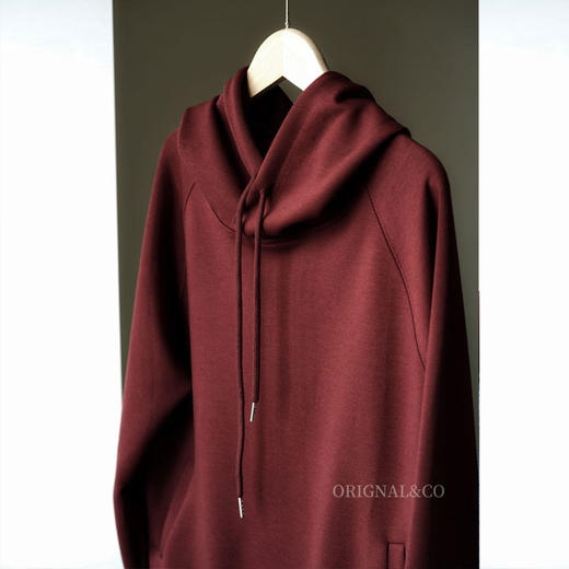 下单3-5天发货！ORIGNAL&CO车厘子红立体阔形空气感拉链连帽开衫/卫衣 380g云感空气层面料，哑光质感，显白显瘦显气质 商品图10