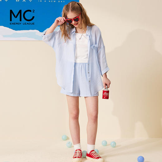 女装吊带背心+中袖衬衫+松紧腰短裤三件套-123129S3223360 商品图1