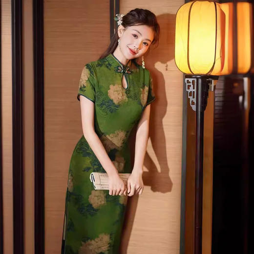 上海旗袍厂GSJ814复古新中式改良旗袍修身性感连衣裙女早春3301 商品图1