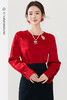 FUYAO扶摇 中国风盘扣衬衫女春季新中式红色提花圆领复古小衫上衣 商品缩略图5