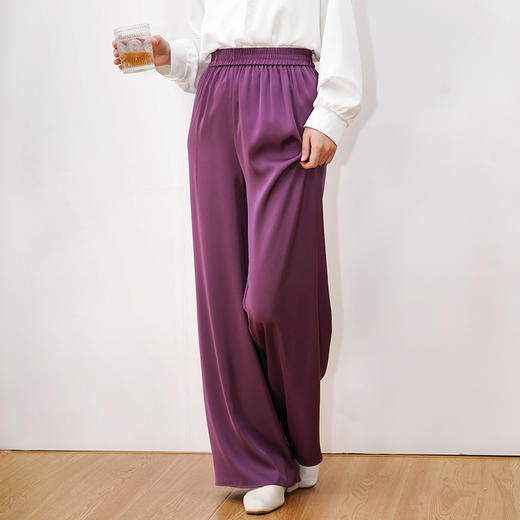 Avann高定醋酸缎面直筒阔腿裤669205 商品图2