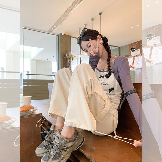 <曾小咸推荐> 【美式甜心】杏拼灰印花插肩袖 商品图1