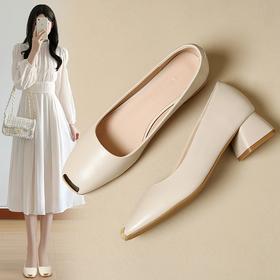 ZHR则则浅口单鞋女2024新款时尚小香风女鞋ins百搭小皮鞋懒人鞋子