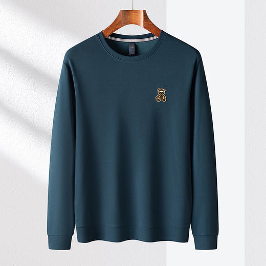 【多色可选 弹力舒适】罗蒙春秋男装卫衣时尚潮流绣花卫衣男士休闲百搭圆领卫衣长袖T恤男 商品图5