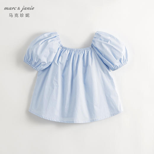 马克珍妮女童泡泡袖大蝴蝶结衬衫儿童纯棉衬衣上衣夏装新款240701 商品图2
