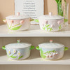 「数款可选！颜值派」创意小清新陶瓷泡面碗浮雕带盖釉下彩学生宿舍家用双耳汤碗沙拉碗餐饮用具 商品缩略图1