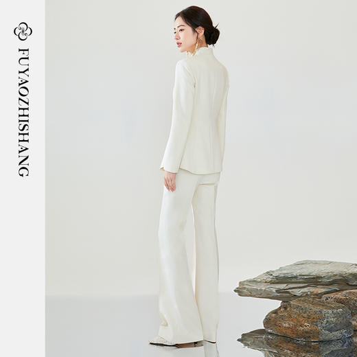 FUYAO扶摇 新中式西装外套女2024春新款国风盘扣气质西服职业套装 商品图3
