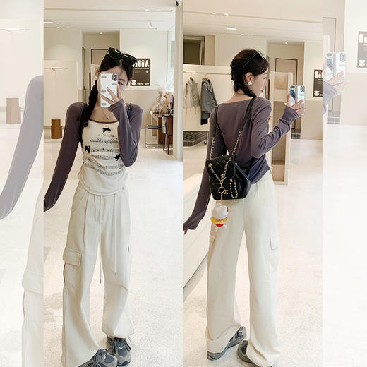 <曾小咸推荐> 【美式甜心】杏拼灰印花插肩袖 商品图4