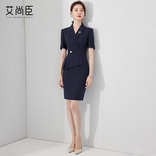 夏季连衣裙女职业装轻熟风潮流SPA前台包臀裙美容院工作服裙子 商品图1