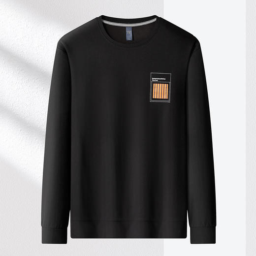 【肌理提花】罗蒙春秋男装卫衣贴布假口袋卫衣男士舒适休闲圆领长袖t恤男上衣 商品图4