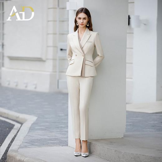 AD前台工作装女高端职场工作服2024新款接拼浅色西装外套经理正装 商品图2