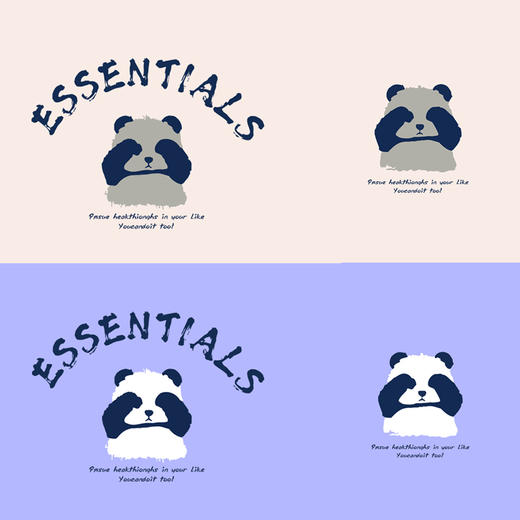 2024新款蓝字母捂眼睛熊猫图案热转印衣服印花辅料贴白墨A级过粉烫画 商品图0