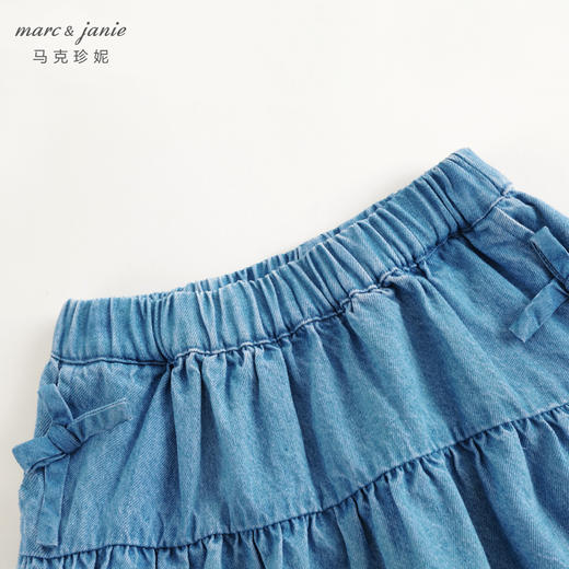 马克珍妮女童拼接镂空花边牛仔短裙半身裙儿童裙子夏装新款240637 商品图2