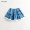 马克珍妮女童拼接镂空花边牛仔短裙半身裙儿童裙子夏装新款240637 商品缩略图1