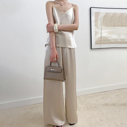 Avann高定醋酸缎面直筒阔腿裤669205 商品图3