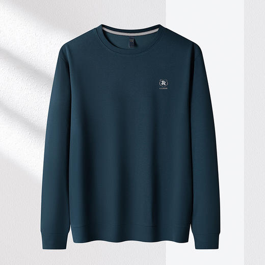 【玉米格 多色】罗蒙春秋男装卫衣时尚绣花弹力卫衣男士休闲百搭基础款圆领长袖t恤男 商品图5