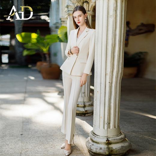 AD两粒扣西装套装2024新款米白色阔腿裤正装两件套高端经理工作服 商品图2