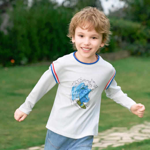 mettekids男童长袖t恤2024新款春秋休闲假两件儿童时尚拼接打底衫 商品图3