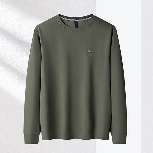 【玉米格 多色】罗蒙春秋男装卫衣时尚绣花弹力卫衣男士休闲百搭基础款圆领长袖t恤男 商品图4