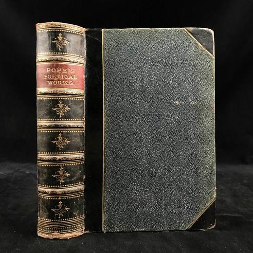 含藏书票！约19世纪后期 蒲柏诗集 约7幅插图 真皮精装32开 商品图0