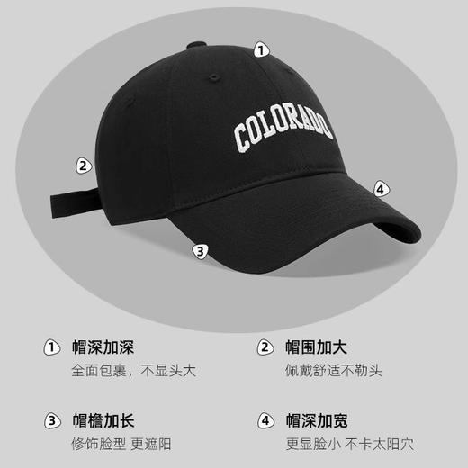 【 百搭棒球帽！显脸小】女夏季字母刺绣韩版显脸小软顶鸭舌帽遮阳防晒帽子运动帽子，加宽加大帽檐，满足您的搭配需求。 商品图3
