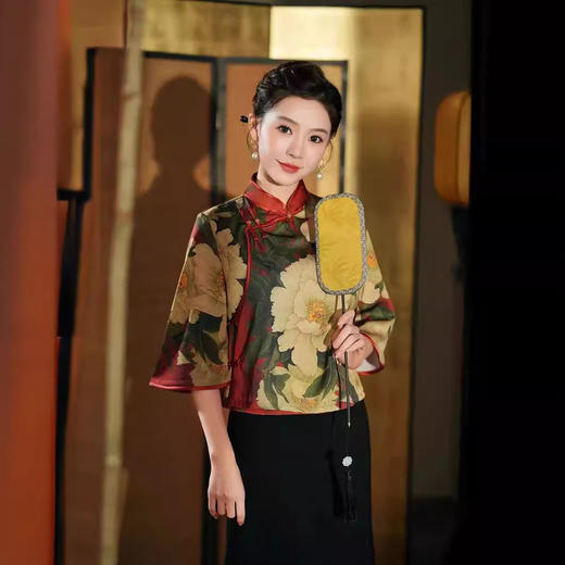 上海旗袍厂2024GSJ827民国风复古改良旗袍2024新款老上海年轻款少女日常素雅高端上衣 商品图0