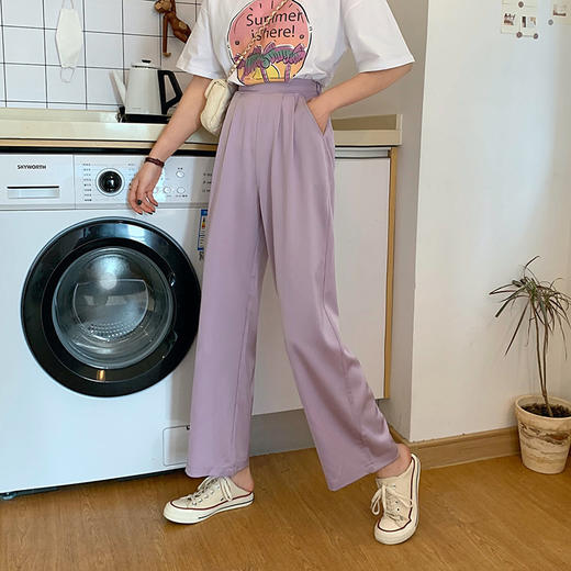 【超舒适！显高显瘦阔腿裤】宽松阔腿的版型，自然舒适的宽松度，遮肉效果nice，透气好，不闷热，休闲女垂感裤子高腰直筒时尚大码西装裤长裤★美物社 商品图1