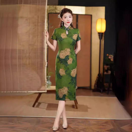 上海旗袍厂GSJ814复古新中式改良旗袍修身性感连衣裙女早春3301 商品图3